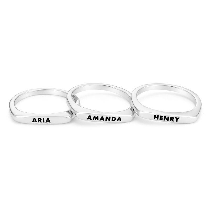Stackable Rectangular Name Ring in Sterling Silver-5 product photo