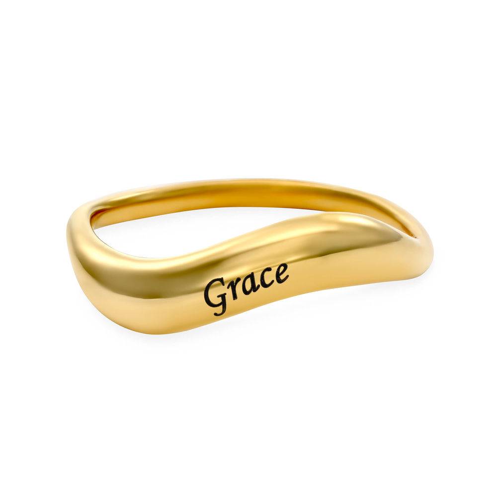 Stackable Wavy Name Ring in Gold Plating-3 product photo
