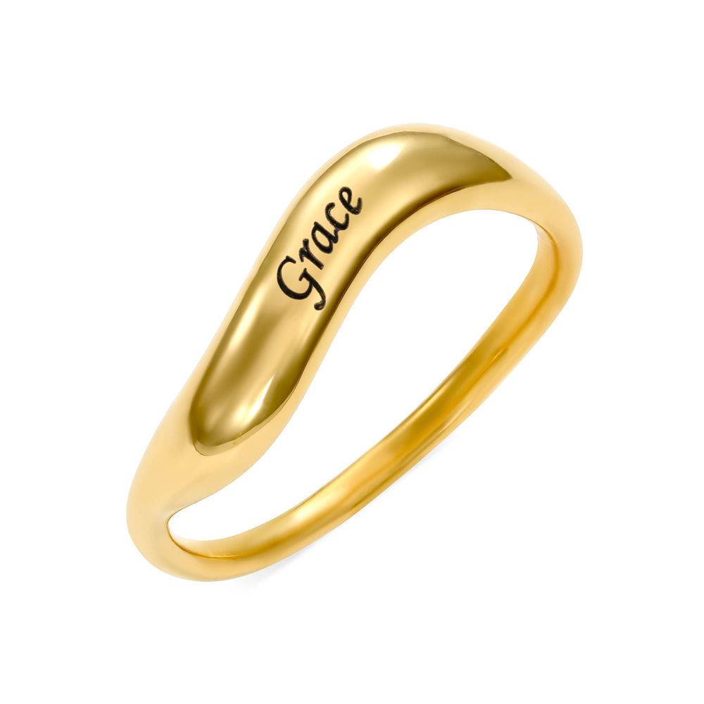Stackable Wavy Name Ring in Gold Plating-2 product photo