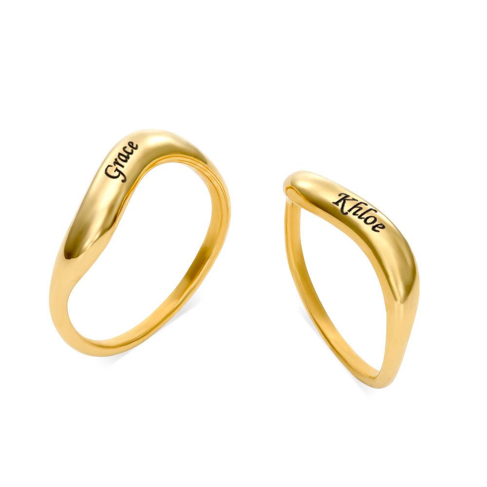 Stackable Wavy Name Ring in Gold Plating-3 product photo