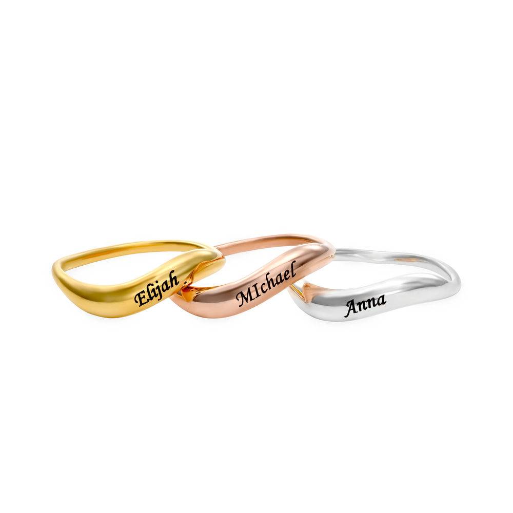 Stackable Wavy Name Ring in 18ct Gold Plating-4 product photo