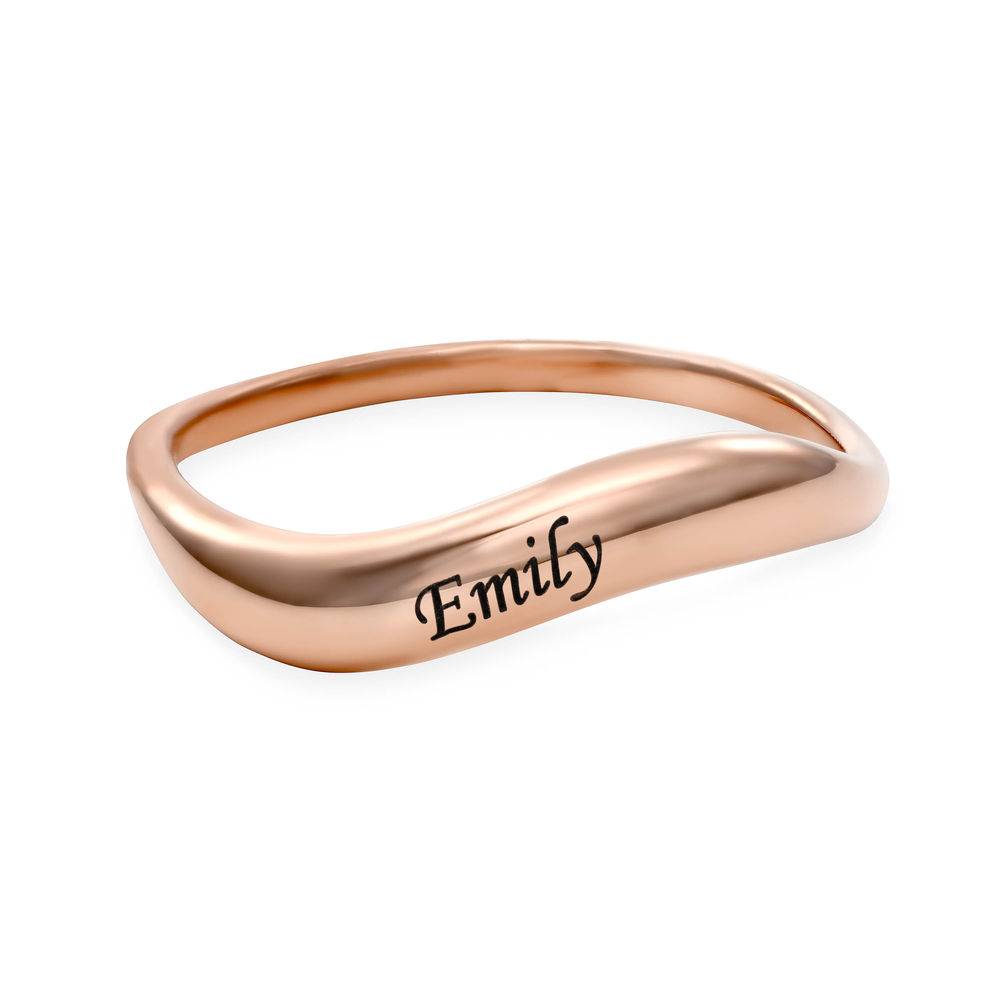 Stackable Wavy Name Ring in 18ct Rose Gold Plating product photo
