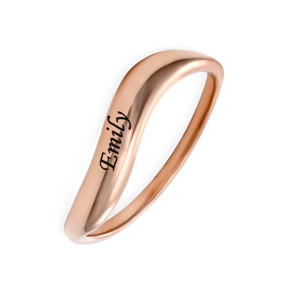 Stapelbare Golvende Naamring in 18k  Rosé  Goud Verguld-5 Productfoto