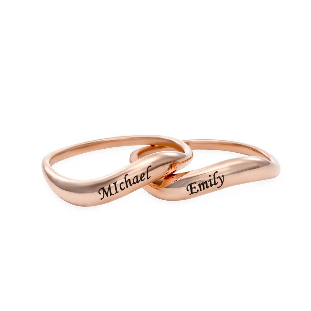 Stackable Wavy Name Ring in 18ct Rose Gold Plating-3 product photo