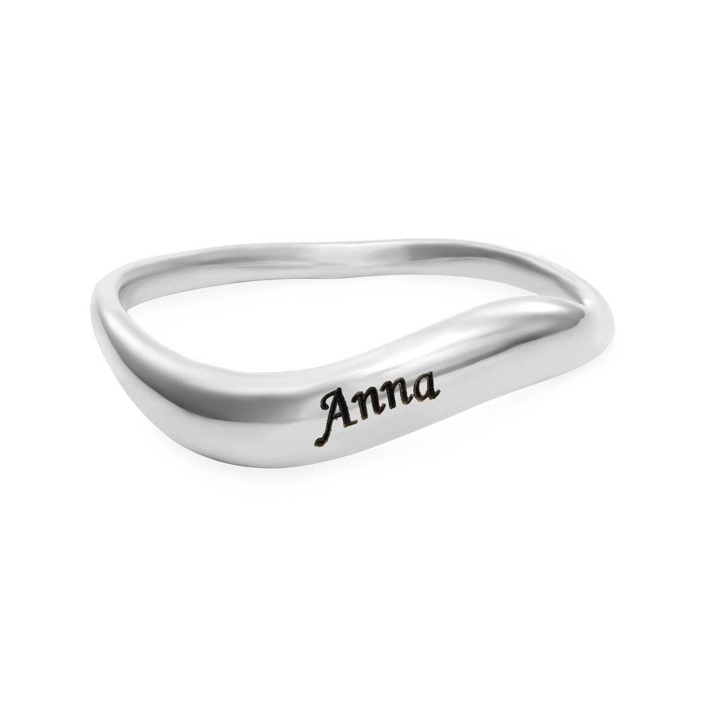 Stackable Wavy Name Ring in Sterling Silver-1 product photo