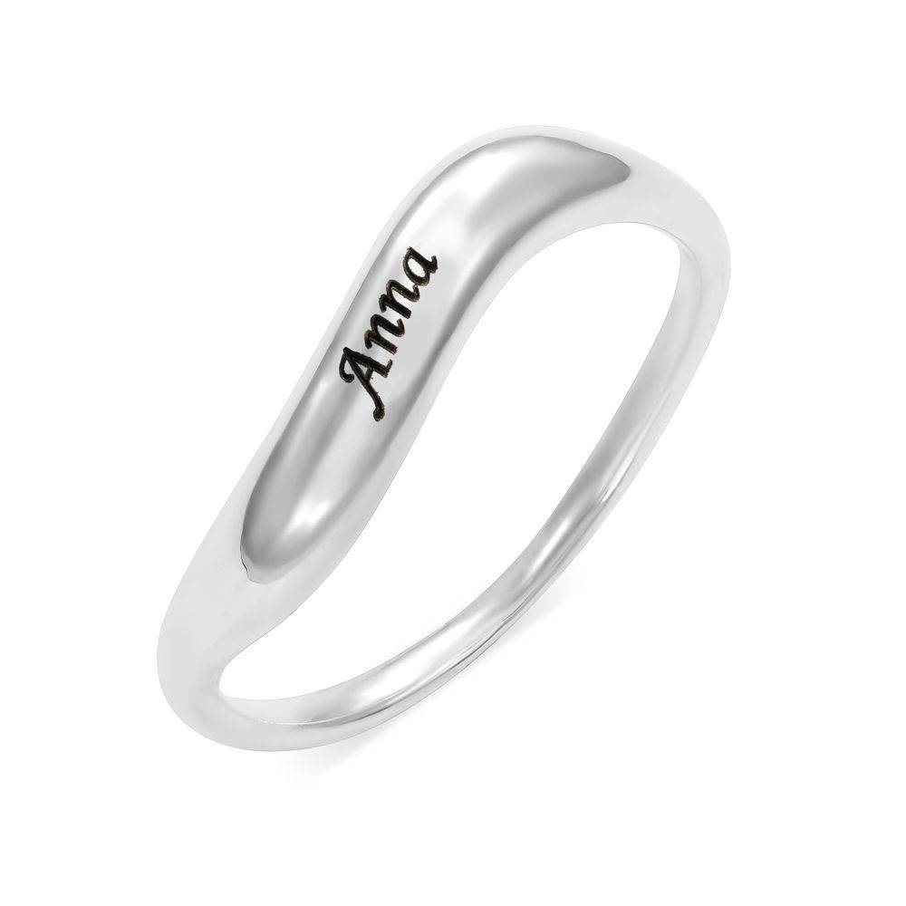 Stackable Wavy Name Ring in Sterling Silver-5 product photo