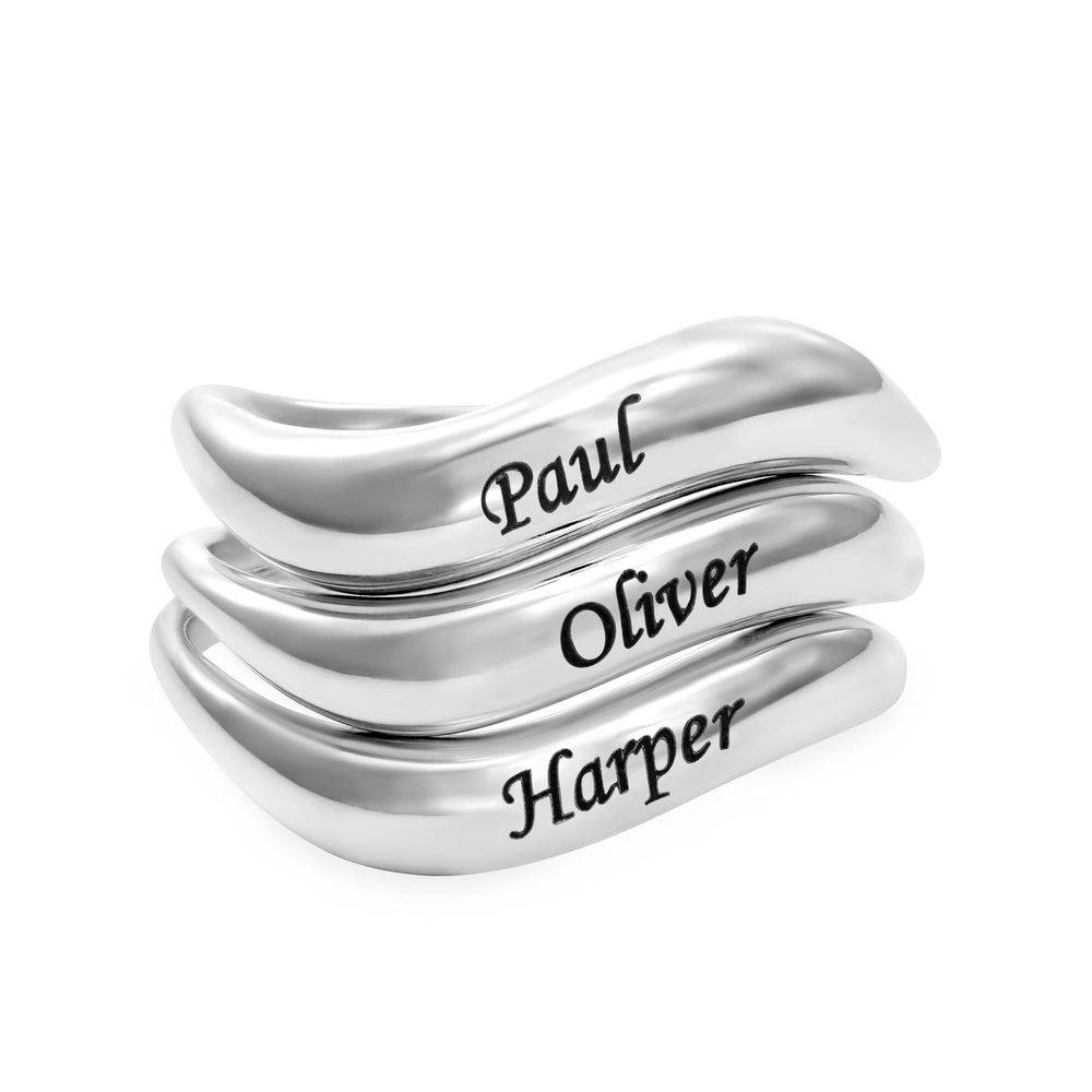 Stackable Wavy Name Ring in Sterling Silver-2 product photo