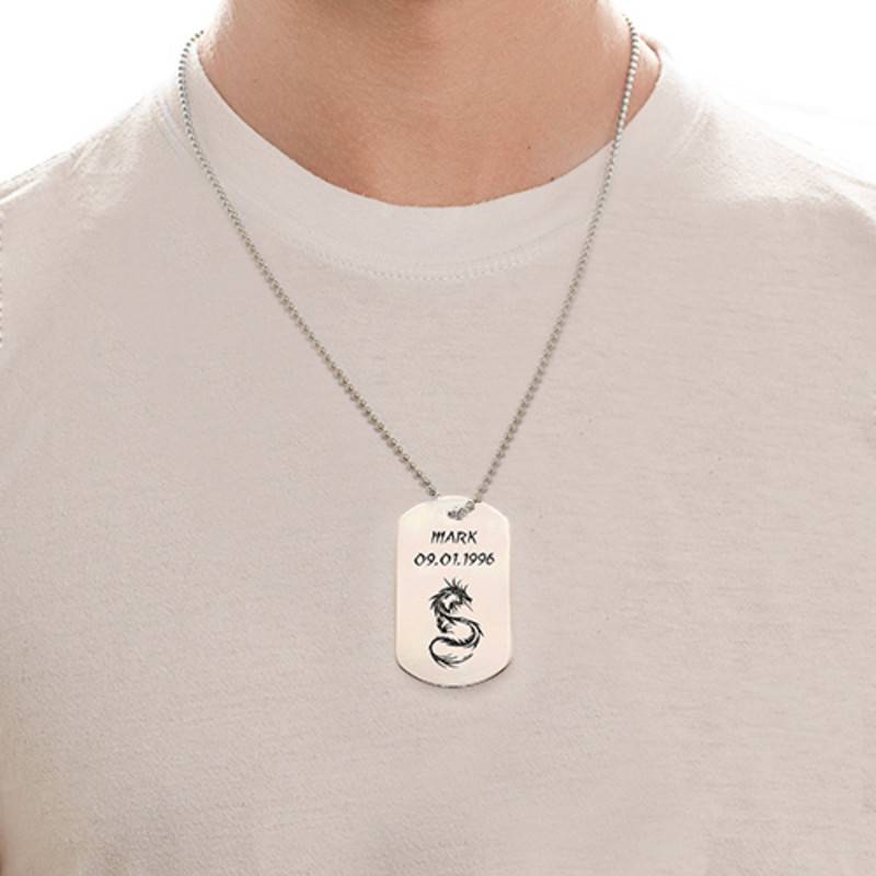 Dragon Dog tag-Halskæde i Rustfrit Stål-2 produkt billede