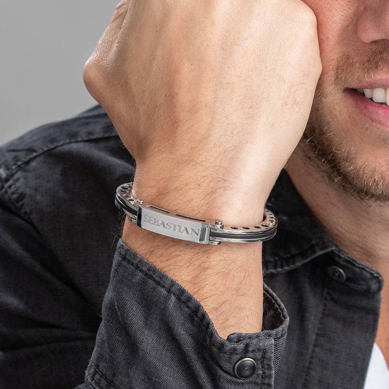 Engraved Men's Bracelet in Stainless Steel-3 product photo