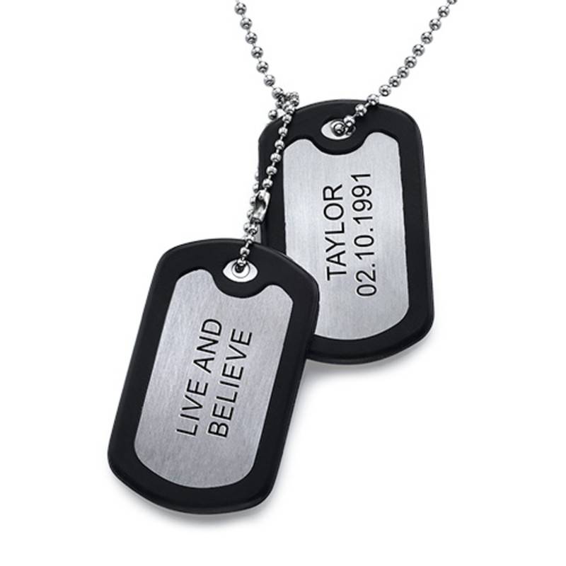 Stainless Steel Personalised Dog Tag with Two Tags product photo