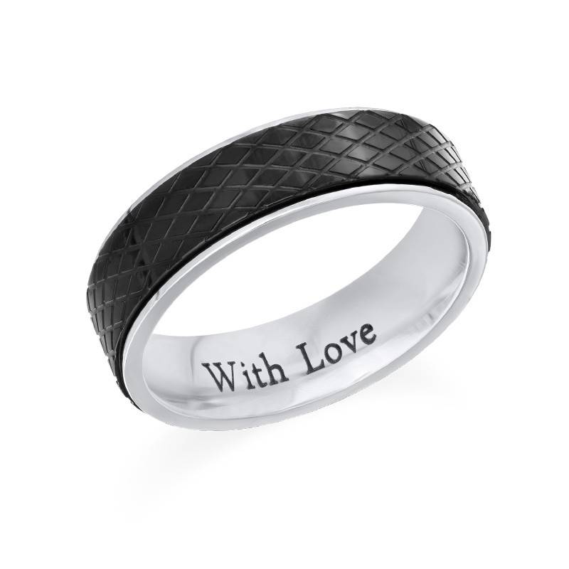 Ring for Men-Black and Silver in Stainless Steel-2 product photo