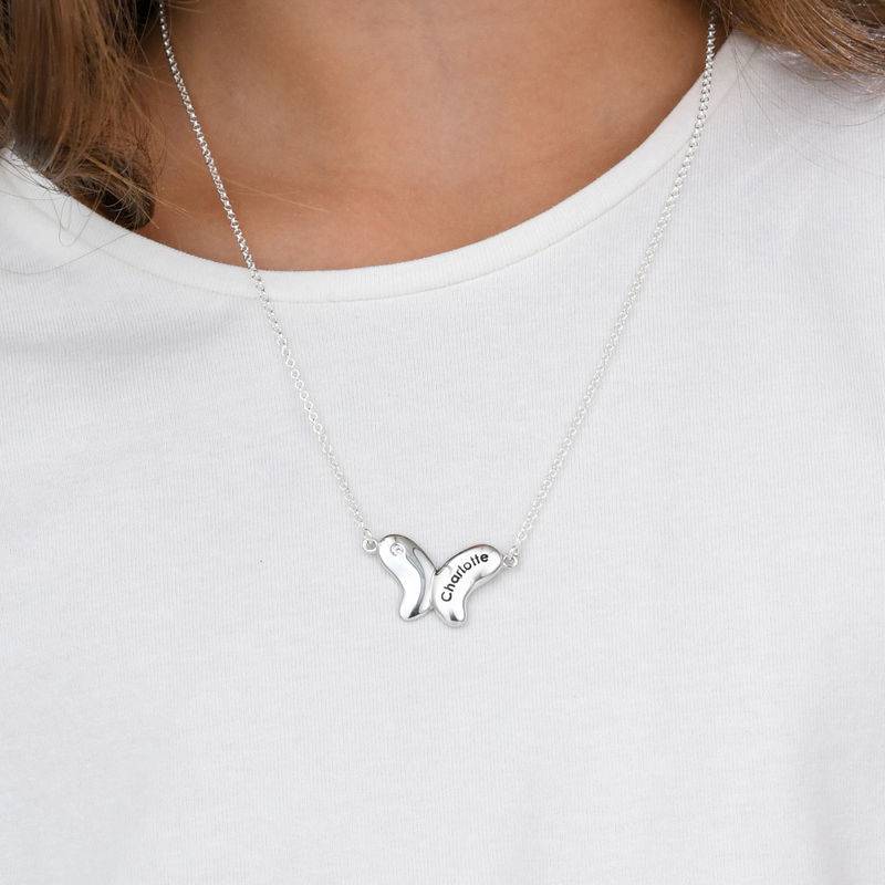 Sterling Silver Butterfly Necklace for Girls with Cubic Zirconia product photo