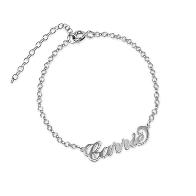 Carrie Stijl Naam Armband / Enkelband in 925 Zilver-1 Productfoto