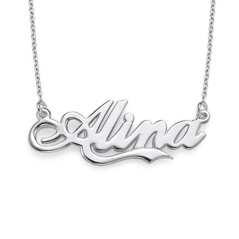 Personalised Silver “Coca Cola” Font Name Necklace-1 product photo