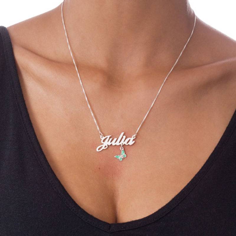 Sterling Silver Dangling Charm Name Necklace product photo