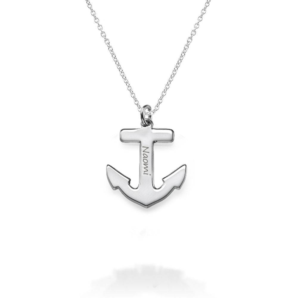 Sterling Silver Engraved Anchor Necklace-1 product photo
