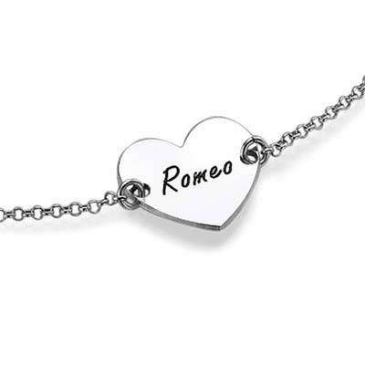 Sterling Silver Engraved Heart Bracelet-4 product photo