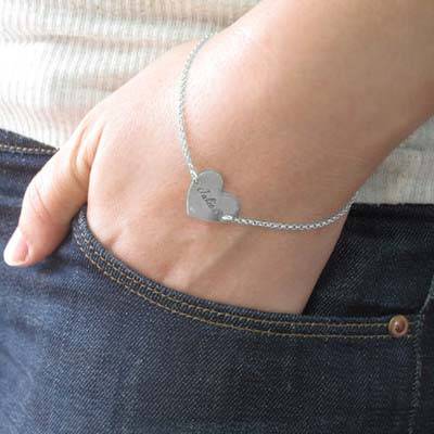 Engraved Heart Couples Bracelet in Sterling Silver-4 product photo