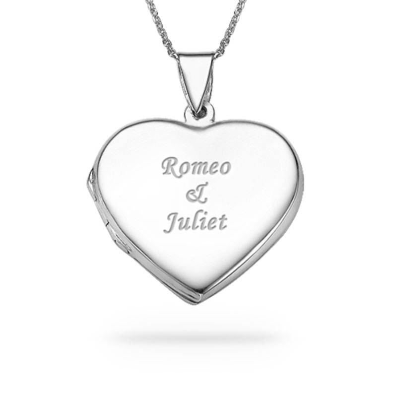 Engraved Heart Locket Necklace in Sterling Silver-1 product photo