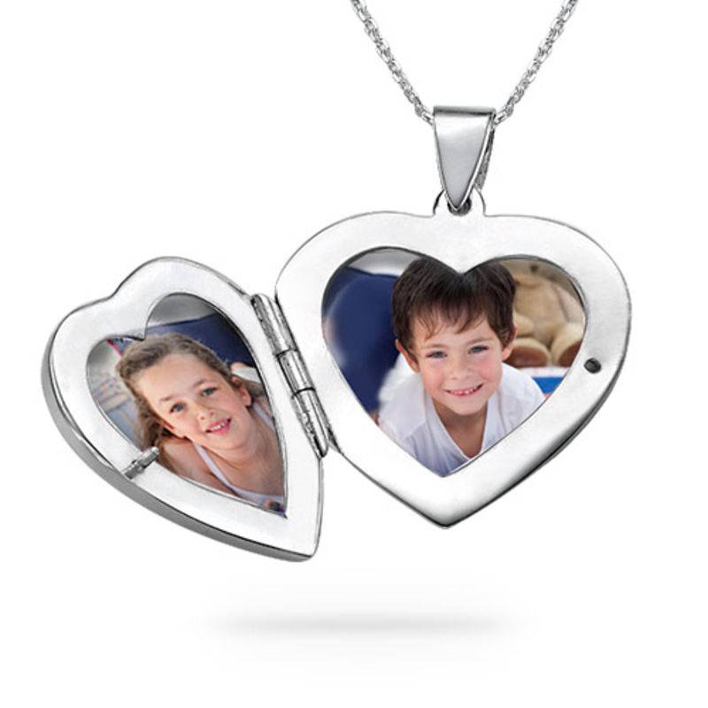 Engraved Heart Locket Necklace in Sterling Silver-3 product photo