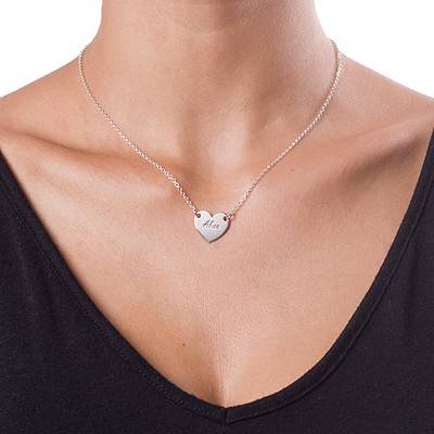 Sterling Silver Engraved Heart Necklace-3 product photo