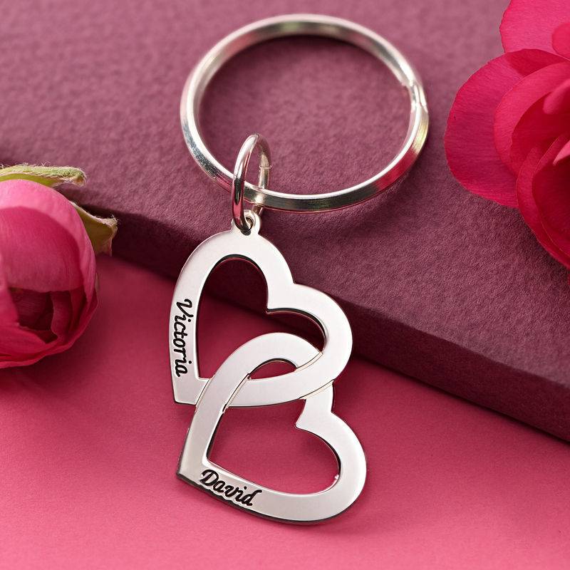 Sterling Silver Heart in Heart Keyring-4 product photo