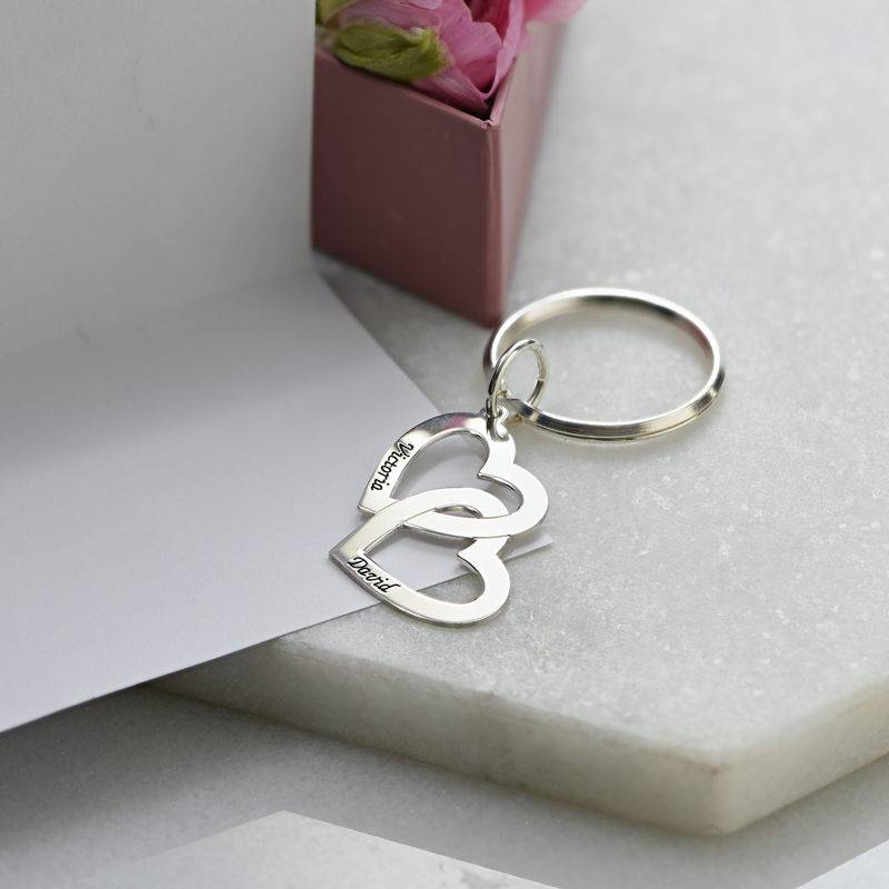 Sterling Silver Heart in Heart Keyring-2 product photo