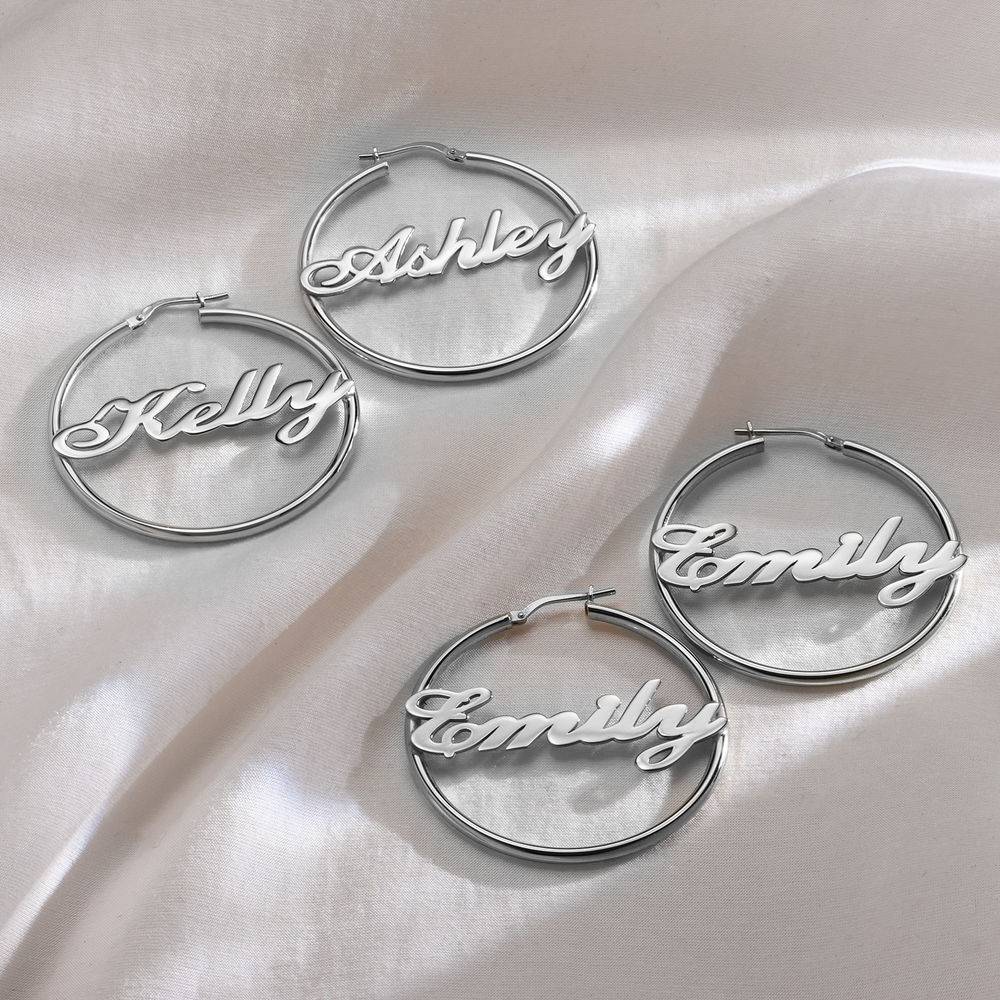 Emily Hoop Name Earrings in Sterling Silver-1 product photo