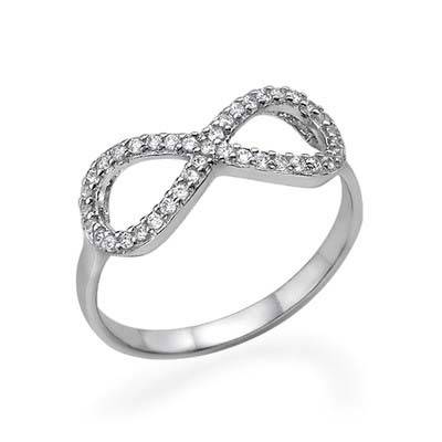Cubic Zirconia Encrusted Infinity Ring in Sterling Silver-2 product photo