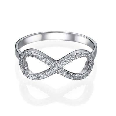 Cubic Zirconia Encrusted Infinity Ring in Sterling Silver-1 product photo