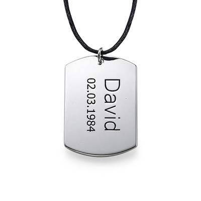 Men's "Dog Tag" Necklace in Sterling Silver-1 product photo