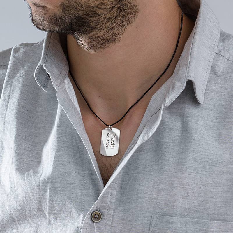 Men's "Dog Tag" Necklace in Sterling Silver-2 product photo