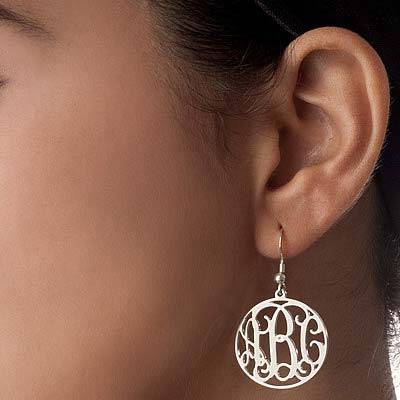Sterling Silver Monogrammed Earrings-1 product photo