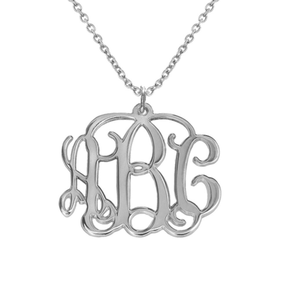 Monogram halskæde med initialer i sølv produkt billede