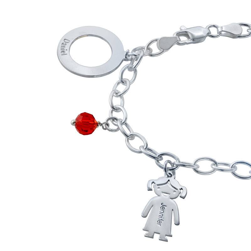 Engraved Charm Mother Bracelet in Sterling Silver-4 product photo