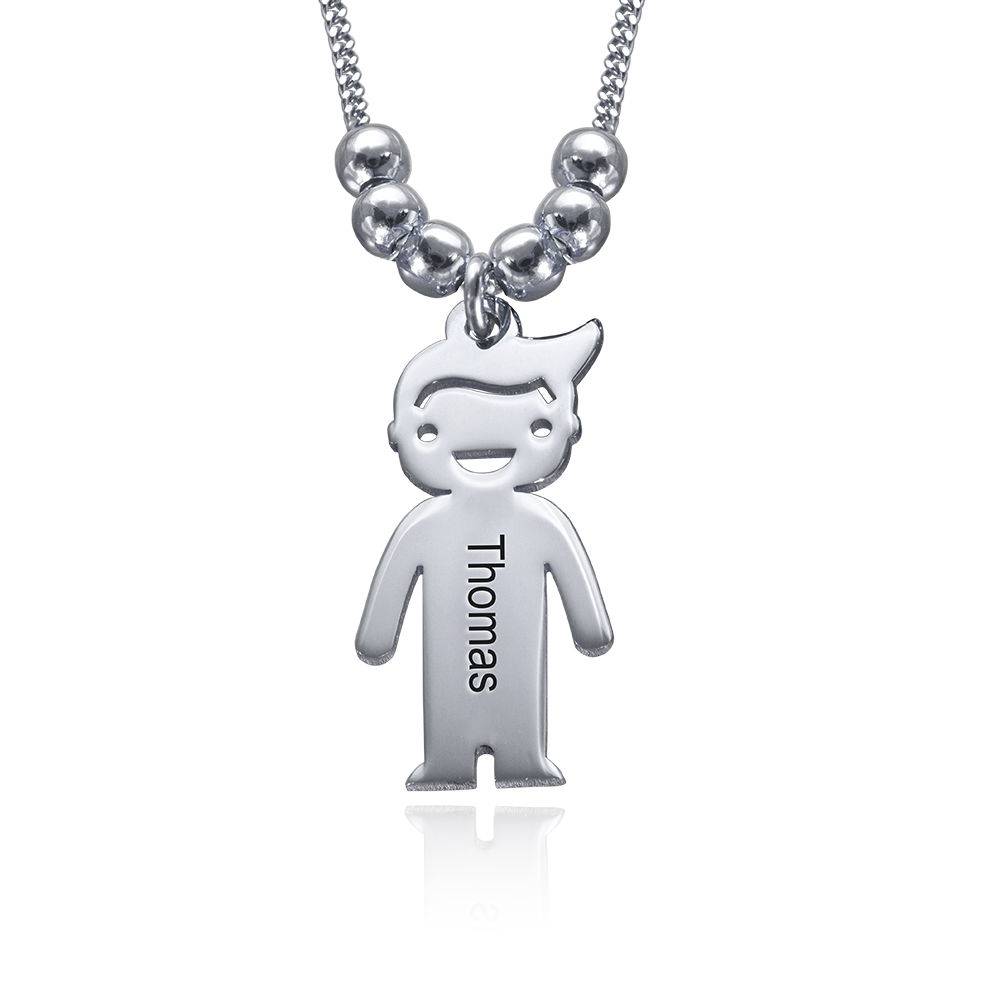 Mum Necklace with Engraved Kids Charms in Sterling Silver-1 product photo