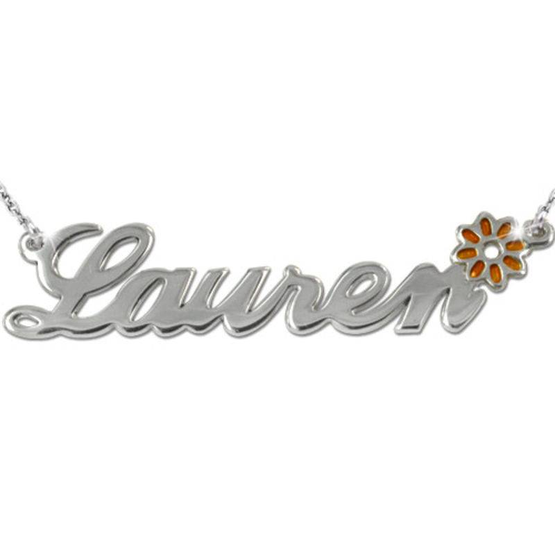 Sterling Silver Name Necklace with Colour Charm-3 product photo