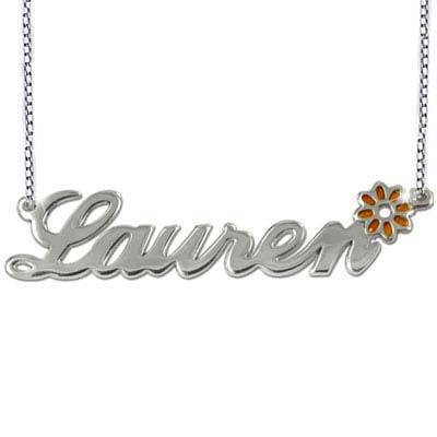 Sterling Silver Name Necklace with Colour Charm-4 product photo