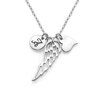 Angel Wing Initial Necklace in Sterling Silver-1 product photo