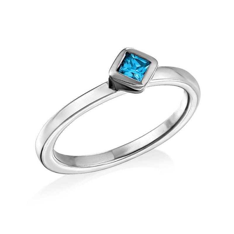Sterling Silver Stackable Blue Lagoon Rhombus Ring product photo