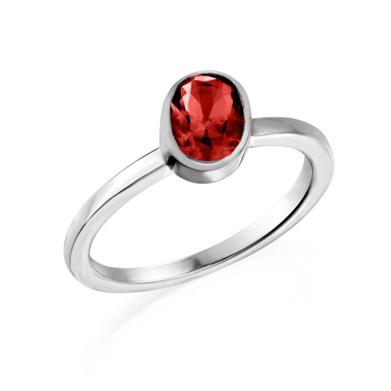 Sterling Silver Stackable Oval Velvet Red Ring product photo