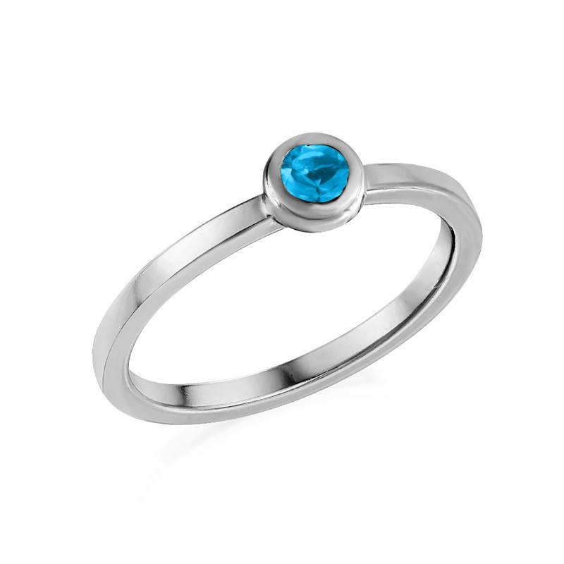Sterling Silver Stackable Round Blue Lagoon Ring product photo