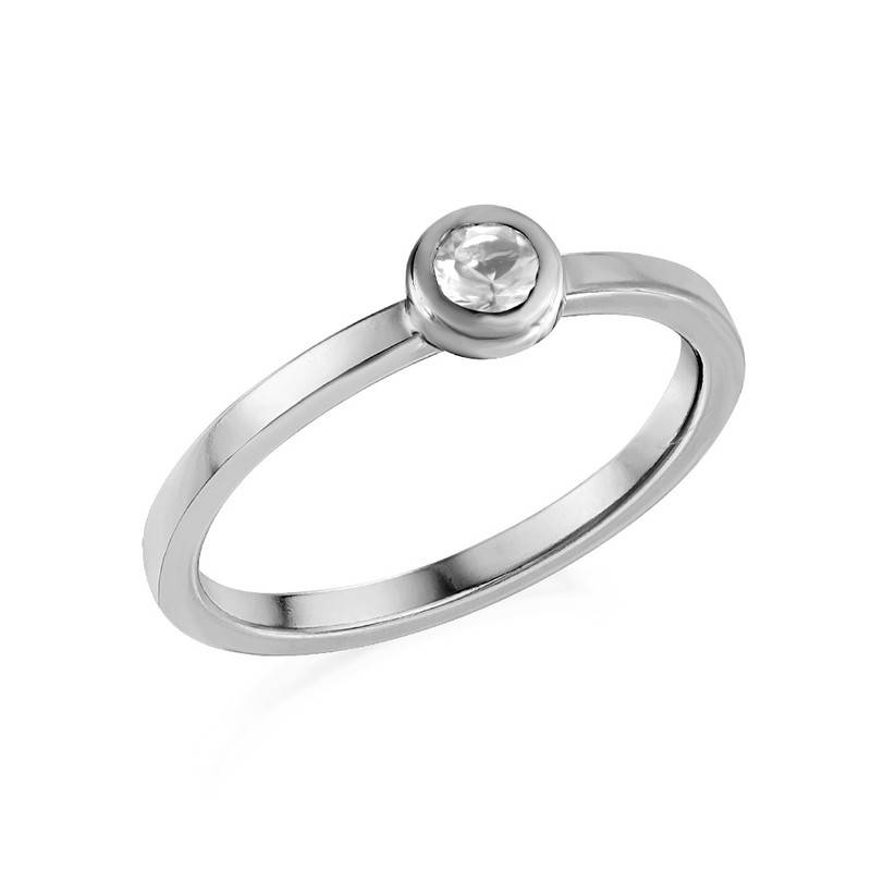 Sterling Silver Stackable Round Crystal Clear Ring product photo