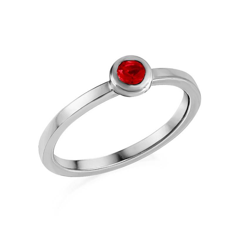 Sterling Silver Stackable Round Ruby Red Ring product photo