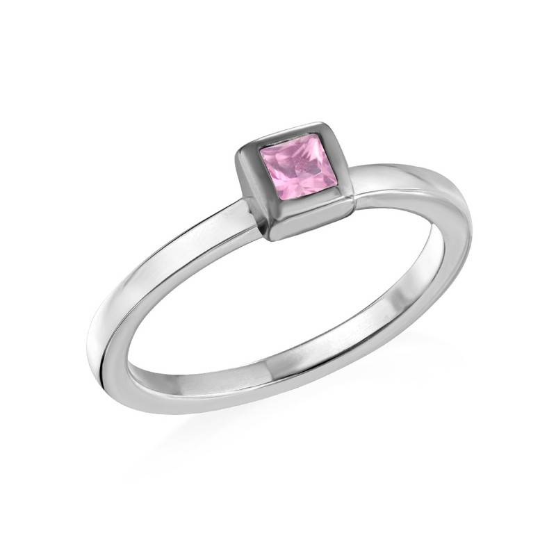 Sterling Silver Stackable Square Misty Rose Ring product photo