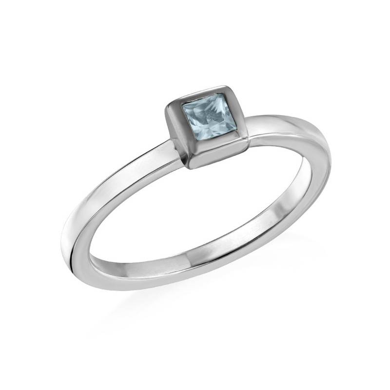 Sterling Silver Stackable Square Sky Blue Ring product photo