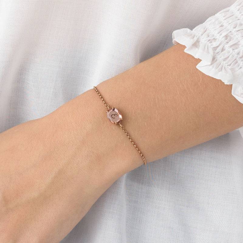 Stone Engraved Bracelet in Rose Gold Plating-4 product photo
