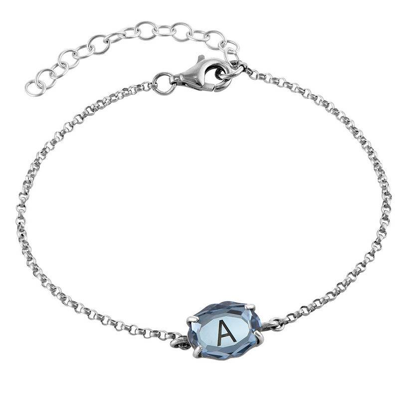 Silbernes Armband mit Gravur und Geburtsstein Silbernes Armband mit Gravur und Geburtsstein Produktfoto