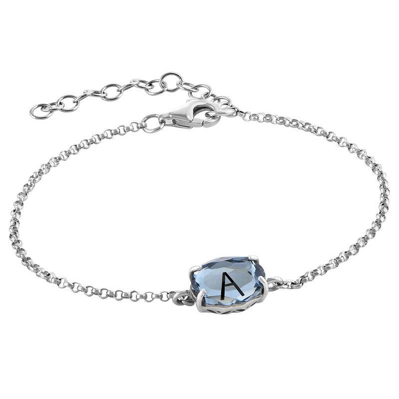 Silbernes Armband mit Gravur und Geburtsstein Silbernes Armband mit Gravur und Geburtsstein Produktfoto