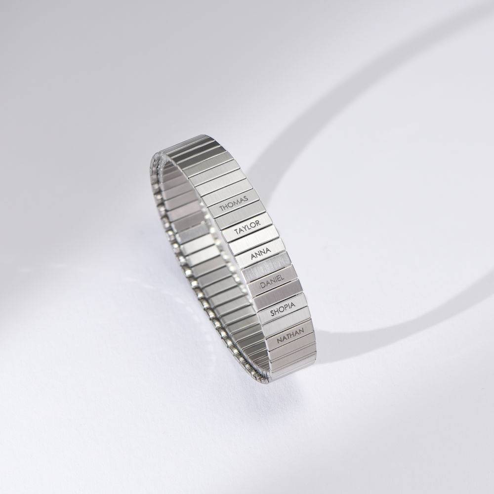 Men Stretched Watch Band Bracelet with Engravings in Matte Stainless Steel-2 product photo